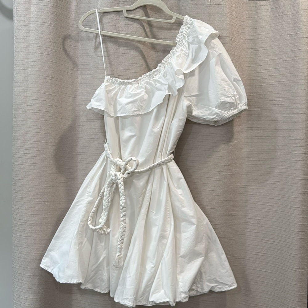 RHODE Cotton White One Shoulder Dress Size Small.